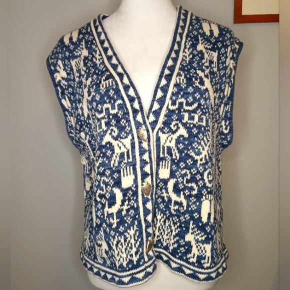Sage Creek Sweaters - Sage Creek Button Front 100% Cotton Tribal Pattern Sweater Vest
